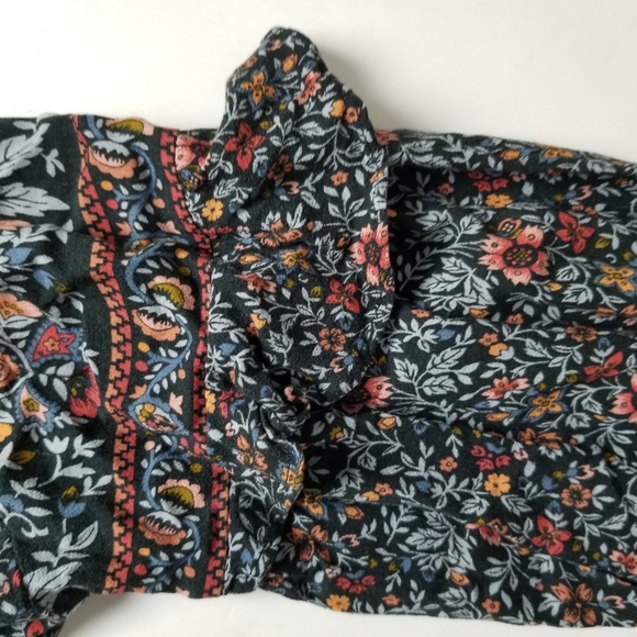 American Eagle Womens‎ Flowy Black Ruffle Sleeve Tassel Peasant Blouse Top Small - Picture 8 of 13